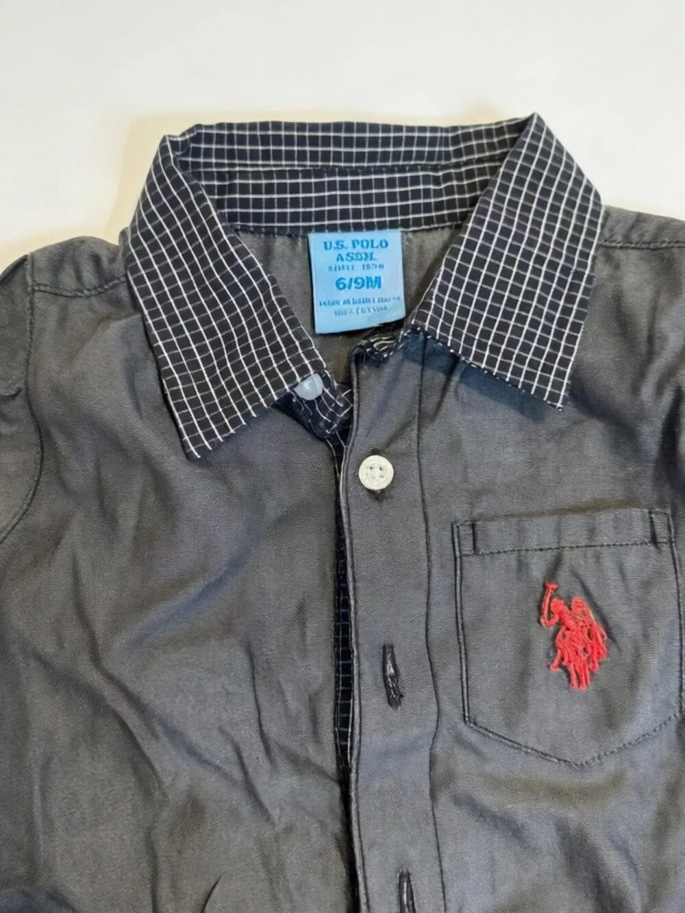 US Polo Assn Baby Chambray Romper Playsuit 6-9M